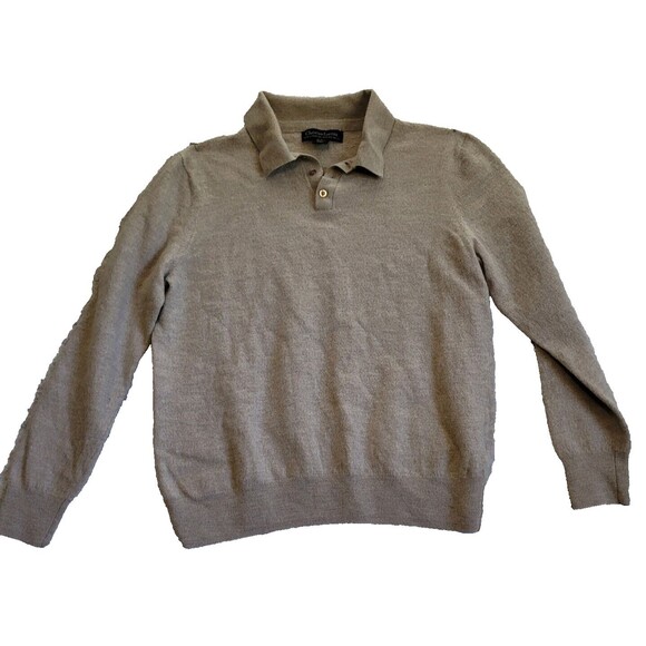 Christian Lacroix Sweater Mens XL Merino Wool Gray Collared 3 Button Accadamia - Picture 1 of 8